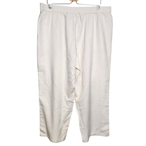 Susan Graver PURE 1X Linen Blend Pull-On Crop Pants with Button Detail - Picture 3 of 6